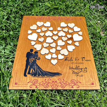 Wedding day stand (heart shaped hearts, couple, framed)