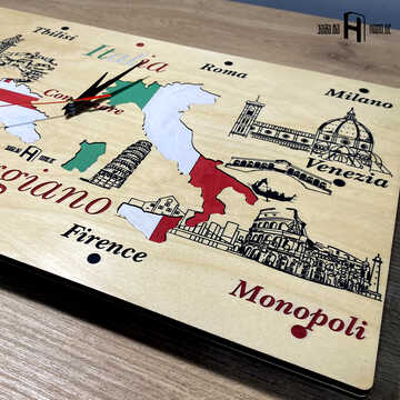 საქართველო - იტალია (ღია ფერის, დროშა რუკის ფორმაზე)